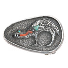 Preston Monongye Hopi Sterling silver turquoise coral bear tufa cast belt buckle - Estate Fresh Austin