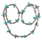 1970's Navajo sterling silver tube bead necklace with turquoise stones - Estate Fresh Austin