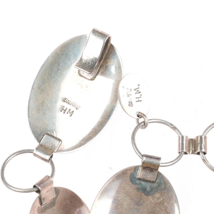 41" HM vintage Navajo sterling silver onxy link concho belt c1980's.