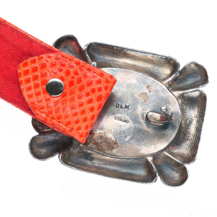 36" Dian Malouf Hammered Sterling silver turquoise intarsia inlay concho belt