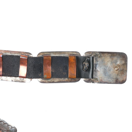 Vintage Benjamin Becenti Navajo sterling silver inlaid storyteller concho belt