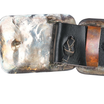 Vintage Benjamin Becenti Navajo sterling silver inlaid storyteller concho belt