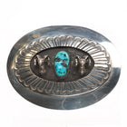 Clarence Bailon Santo Domingo sterling silver rams belt buckle with turquoise - Estate Fresh Austin