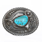 Vintage Navajo 1970's Sterling silver and turquoise belt buckle w/feather design - Estate Fresh Austin