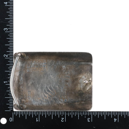 Wolf Howling at the moon Hopi Overlay belt buckle sterling silver - Estate Fresh Austin