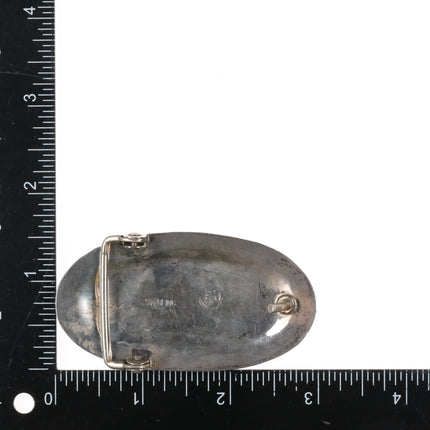 CEJ Southwestern sterling silver channel inlay belt buckle with nice turquoise - Estate Fresh Austin