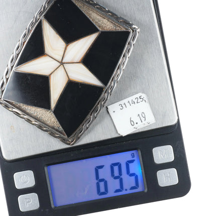 Vintage Sterling silver Texas star inlaid belt buckle fossil/shell - Estate Fresh Austin