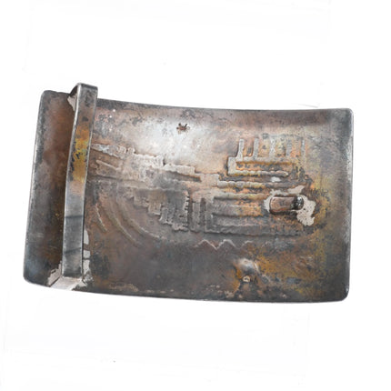 Norman Honie Sr Hopi Overlay belt buckle sterling silver Vintage c1960's - Estate Fresh Austin