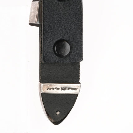 Harris Joe Navajo sterling silver 14k gold ranger belt buckle set 1" - Estate Fresh Austin