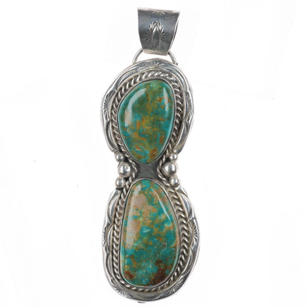 Large Tom Taylor Navajo sterling silver Royston turquoise two stone pendant