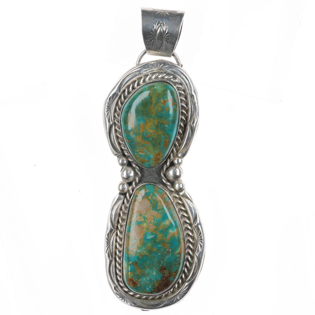 Large Tom Taylor Navajo sterling silver Royston turquoise two stone pendant