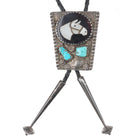 c1970 Isabelle Simplicio Zuni sterling silver, turquoise, horse inlay bolo tie - Estate Fresh Austin