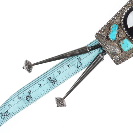 c1970 Isabelle Simplicio Zuni sterling silver, turquoise, horse inlay bolo tie - Estate Fresh Austin