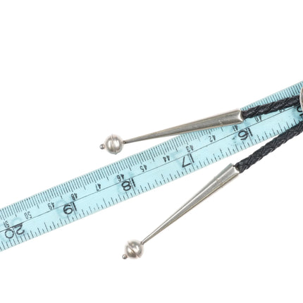 c1970 Large Navajo sterling silver Patriotic Eagle bolo tie with turquoise - Estate Fresh Austin