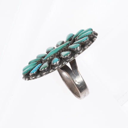 sz8.5 Vintage Zuni Native American sterling silver turquoise cluster ring - Estate Fresh Austin