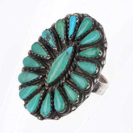 sz8.5 Vintage Zuni Native American sterling silver turquoise cluster ring - Estate Fresh Austin