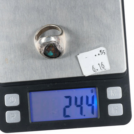 sz7.5 Teddy Goodluck Navajo Bisbee turquoise sterling silver ring - Estate Fresh Austin