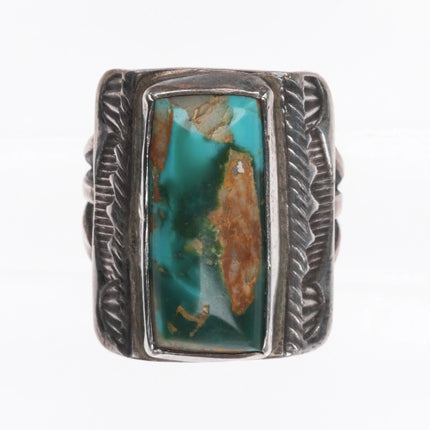 sz5 1940's Navajo Royston turquoise hand stamped sterling silver ring - Estate Fresh Austin