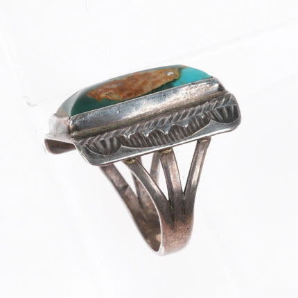 sz5 1940's Navajo Royston turquoise hand stamped sterling silver ring - Estate Fresh Austin