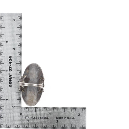 sz7 Large 30's-40's Navajo Petrified Wood Agate Sterling silver ring - Estate Fresh Austin