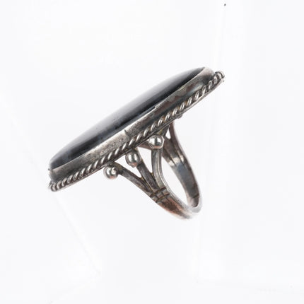 sz7 Large 30's-40's Navajo Petrified Wood Agate Sterling silver ring - Estate Fresh Austin