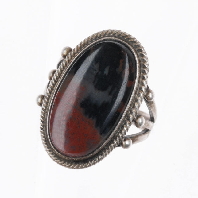 sz7 30's-40's Navajo petrified wood agate sterling silver ring - Estate Fresh Austin