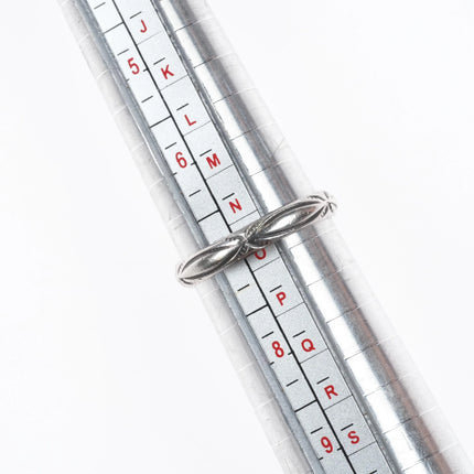 sz7 Early Navajo ingot silver band ring with hand stamped design sterling - Estate Fresh Austin