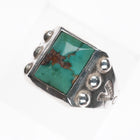 sz8.25 Vintage Navajo Royston Turquoise sterling silver ring with stamped sides - Estate Fresh Austin
