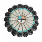 Vintage Zuni carved sunface pin sterling silver, shell, jet, turquoise brooch - Estate Fresh Austin
