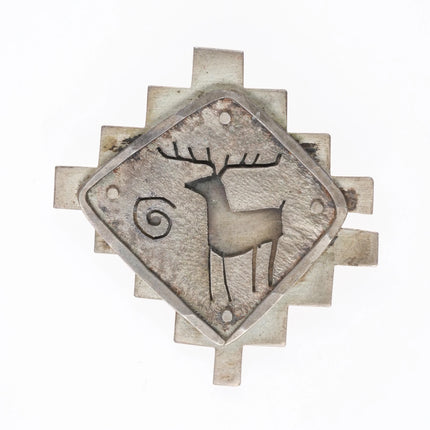 Native American sterling silver petroglyph overlay deer/moose pin/brooch - Estate Fresh Austin