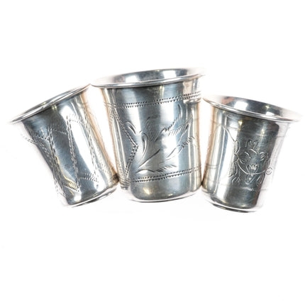 3 Antique Russian 84 Silver Shot glasses Kiddush Cup Sterling - Estate Fresh Austin