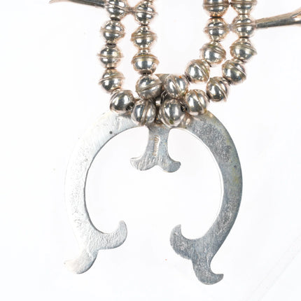 28.5" c1980's Vintage sterling silver Navajo squash blossom necklace cast naja