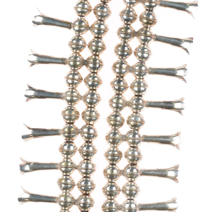 28.5" c1980's Vintage sterling silver Navajo squash blossom necklace cast naja