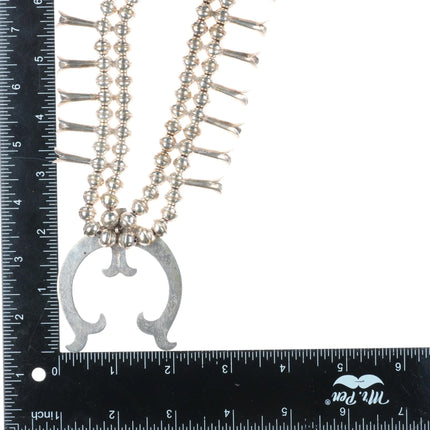 28.5" c1980's Vintage sterling silver Navajo squash blossom necklace cast naja