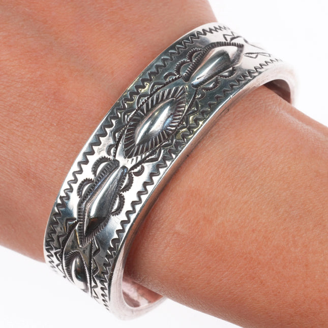 6.4" Jack Adakai Heavy gauge deep stamped sterling silver cuff bracelet