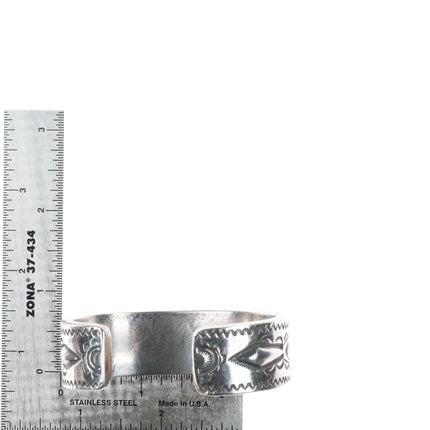6.4" Jack Adakai Heavy gauge deep stamped sterling silver cuff bracelet