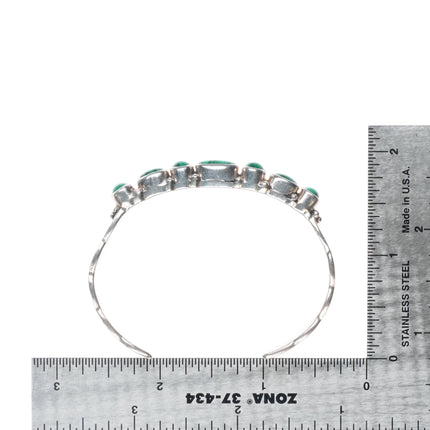 6.1" Ramona Loloma Hopi sterling silver malachite row cuff bracelet