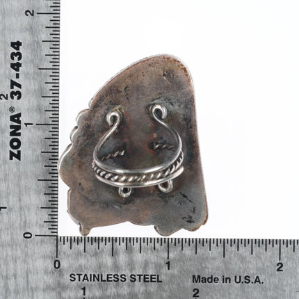 sz7 Dee Morris Large Lone Mountain spiderweb turquoise ring sterling silver