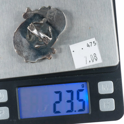 sz5.25 Vintage Dee Morris Large Smoky Bisbee turquoise ring sterling silver