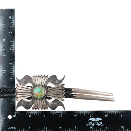 Teddy Draper Jr Navajo Large Ketoh sterling silver bolo tie Carico Lake turqoise