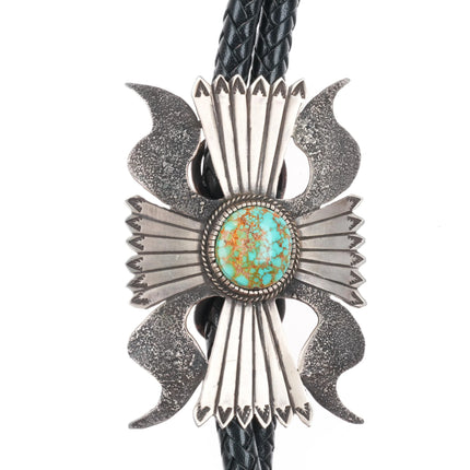 Teddy Draper Jr Navajo Large Ketoh sterling silver bolo tie Carico Lake turqoise