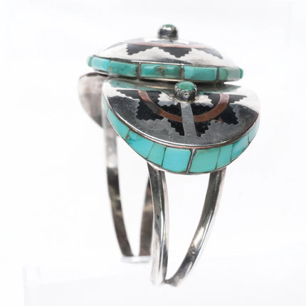 7" Wilford M. Begay Navajo sterling silver cuff bracelet with turquoise inlay - Estate Fresh Austin