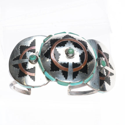 7" Wilford M. Begay Navajo sterling silver cuff bracelet with turquoise inlay - Estate Fresh Austin