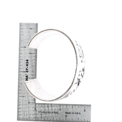 7" Large Hopi Silvercrafts Guild Overlay storyteller cuff bracelet sterling silver - Estate Fresh Austin