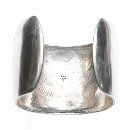 7" Big Bernard Dawahoya Hopi overlay cuff bracelet corn kachinas sterling silver - Estate Fresh Austin