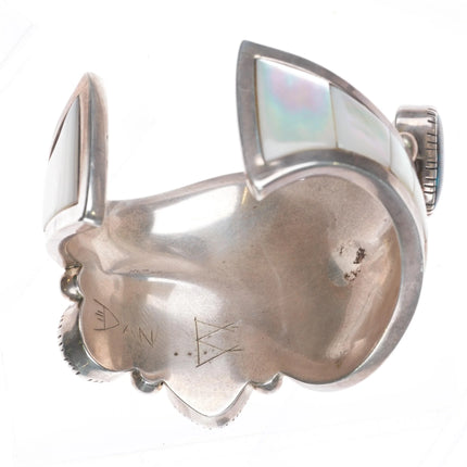 6.1" Bisbee Turquoise Dan Benally Navajo Modernist sterling silver cuff bracelet - Estate Fresh Austin