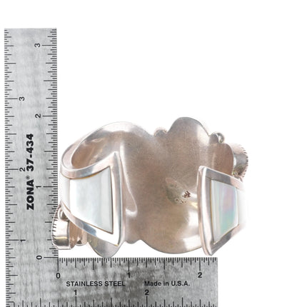 6.1" Bisbee Turquoise Dan Benally Navajo Modernist sterling silver cuff bracelet - Estate Fresh Austin