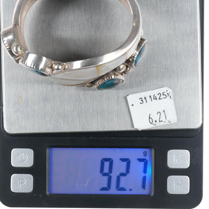 6.1" Bisbee Turquoise Dan Benally Navajo Modernist sterling silver cuff bracelet - Estate Fresh Austin