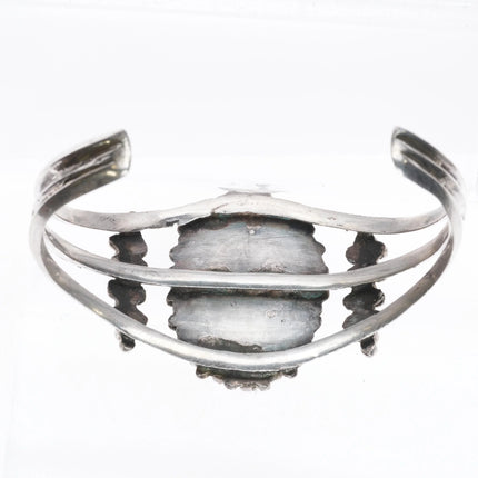6" Vintage Zuni sterling silver snake eye turquoise cuff bracelet cluster - Estate Fresh Austin