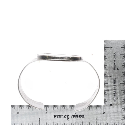6.8" Navajo US dollar Coin silver wide band cuff bracelet hand chiseled sterling - Estate Fresh Austin